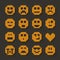 Flat pixel smile icons set with shadow effect.