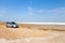 Flat plain, steppe, salt, salt lake, heat and sky - a typical la