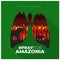 Flat Poster `Pray For Amazonia` illustrated with lungs and forest fires vector