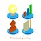Flat professional growth icon. Startup concept. Project development. Vector isometric illustration