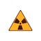 Flat radiation icon. Yellow radiation symbol isolated