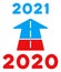 Flat Raster 2021 Future Road Icon in American Democratic Colors with Stars