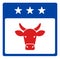 Flat Raster Bull Calendar Page Icon in American Democratic Colors with Stars
