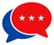 Flat Raster Chat Messages Icon in American Democratic Colors with Stars