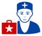 Flat Raster Doctor Case Icon in American Democratic Colors with Stars