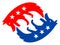 Flat Raster Dog Eats Itself Icon in American Democratic Colors with Stars