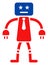 Flat Raster Electric Robot Icon in American Democratic Colors with Stars