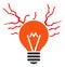 Flat Raster Electric Sparks Bulb Icon