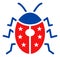 Flat Raster Ladybird Icon in American Democratic Colors with Stars