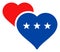 Flat Raster Lover Hearts Icon in American Democratic Colors with Stars