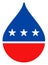 Flat Raster Oil Drop Icon in American Democratic Colors with Stars