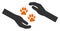 Flat Raster Tiger Care Hands Icon