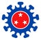 Flat Raster Viral Structure Icon in American Democratic Colors with Stars