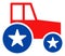 Flat Raster Wheel Tractor Icon in American Democratic Colors with Stars