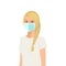 Flat realistic european woman with mask. Coronavirus concept.