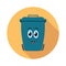 Flat recycling wheelie bin cartoon icon, vector