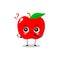 A flat red apple character with cute curious expression