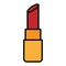 Flat red beautyfull icon simple linear fashionable glamorous cosmetics, lipstick for lip make-up, beauty guidance, make-up.