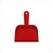 Flat red dustpan icon logo isolated on white background. Clean object - scoop for cleaning dust and debris, household