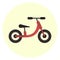 Flat red kids balance bike icon
