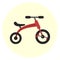 Flat red kids tricycle icon, childrens transport