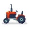 Flat red tractor in a flat style isolated. Agricultural transport for farm in flat style. Heavy agricultural machinery