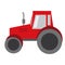 Flat red tractor in a flat style isolated. Agricultural transport for farm in flat style. Heavy agricultural machinery for field w