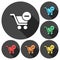 Flat remove from cart icons set