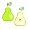 Flat ripe green full and half pear set