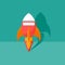 Flat rising rocket icon to the space vector illustration