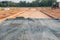 Flat road gravel subbase in new construction residential subdivision