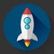 Flat rocket icon. Startup concept. Project development