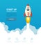 Flat rocket ship illustration