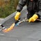 Flat roof covering with roofing felt
