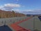 The Flat Roof with a Red Access Path of the Scandic Flesland airport Hotel in Bergen