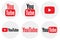 Flat round YouTube icon collection