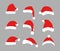 Flat santa hats. Christmas elements for your festive design. Vector