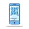 Flat Scan code with blue Mobile phone