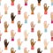 Flat seamless pattern with girl hands. Feminist background. Women`s right. Racial diversity