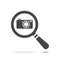 Flat search icon with photo camera