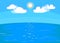 Flat Seascape, cartoon style. Vector