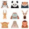 Flat set of asian animals