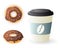 Flat set coffee cup and donuts illustration