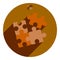 flat with shadow orange, brown logo, four puzzles