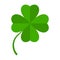 Flat shamrock icon. Clover four leaves logo. Green floral symbol.