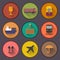 Flat shipping and cargo icon set