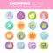 Flat shopping icons pack for business marketing