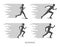 Flat silhouettes of runners. Black figures marathoner.