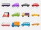 Flat Simple set clip art of cars.