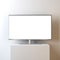 Flat Smart TV Mockup with blank white screen on stand, realistic Led TV